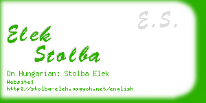 elek stolba business card